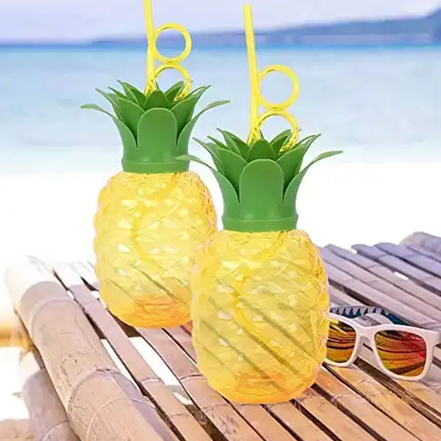 Plastic Pineapple Cups with Straw (1 Pc) - Party Favors, Hawaiian, Beach Plastic Pineapple Cups with Straw (1 Pc) - Party Favors, Hawaiian, Beach
